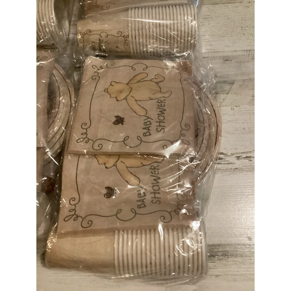 LOT Winnie The Pooh Bear Baby Shower Cups, Napkins, Plates 4packs-appr. 80 Items